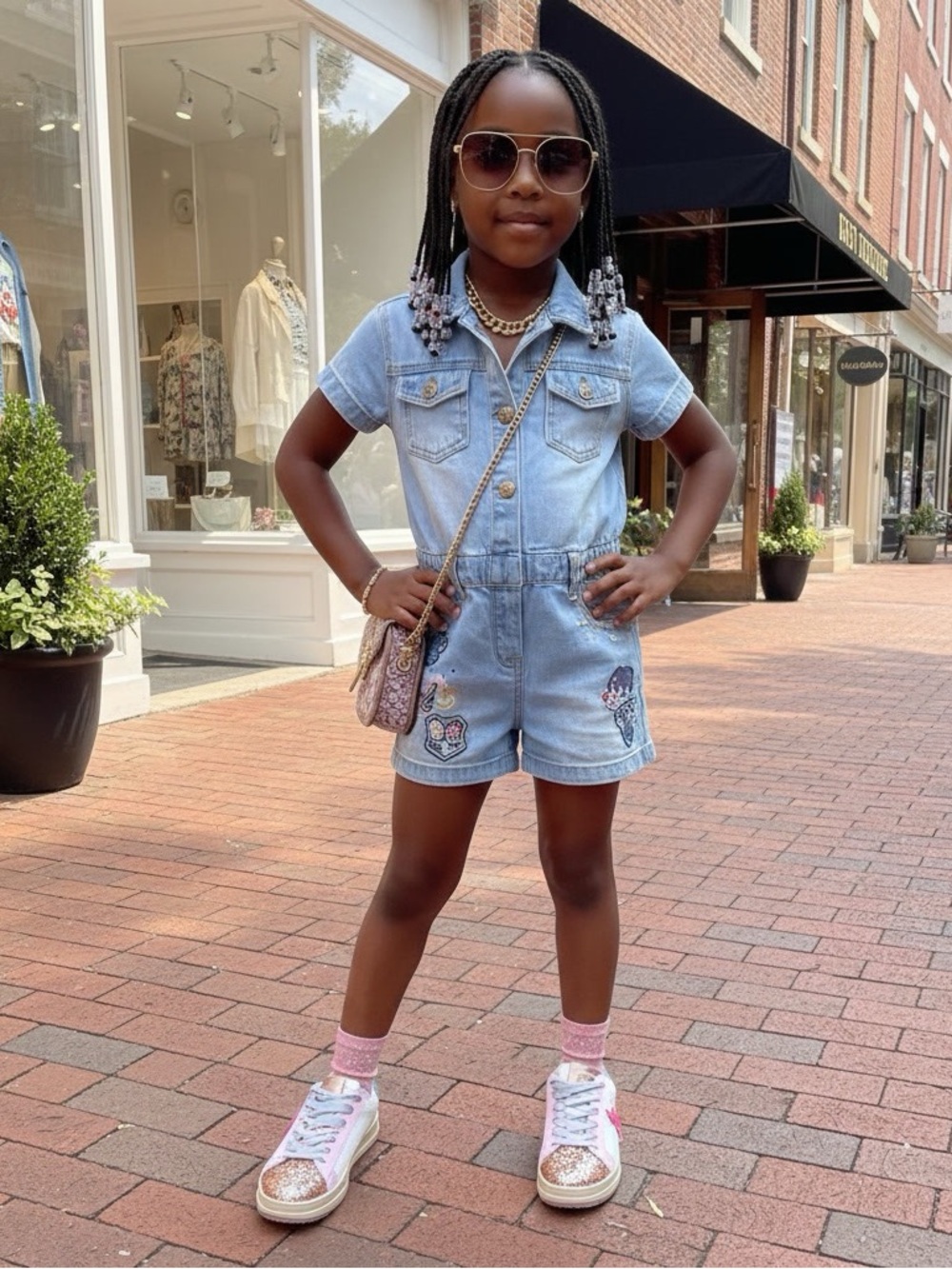 Madden Girl MGRETA Pink Glitter & Denim Trim Platform Sneakers Size 3Y NWOB